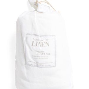 Pure Luxury Linen White Queen Duvet Cover Set